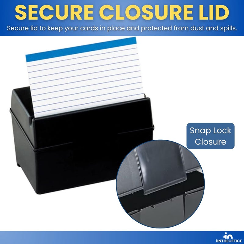 1InTheOffice Index Card Box 5x8 Index Card Holder, 400 Card Capacity Black (2 Pack) - Image 4